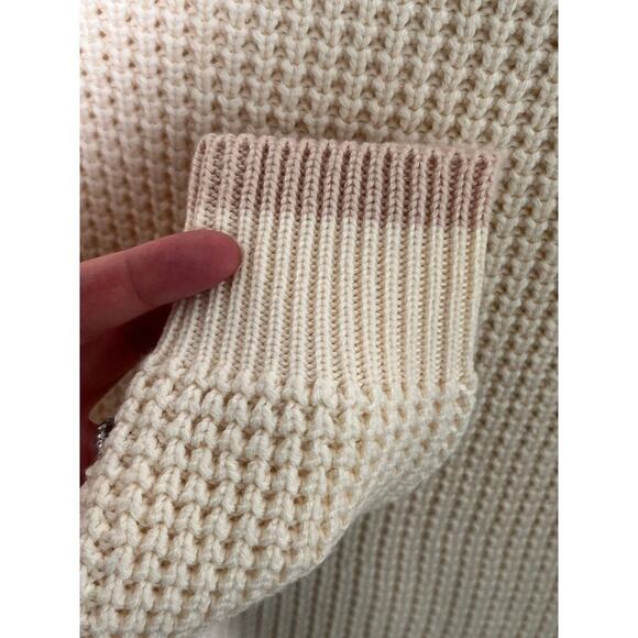 525 America Cream and Light Pink Wool Cotton Waffle Knit Sweater Size M - Picture 5 of 9